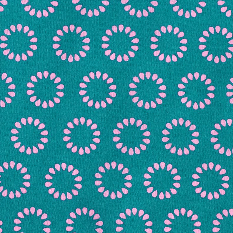 Coated Cotton Colourful Circles – petrol/pastel violet, image number 1