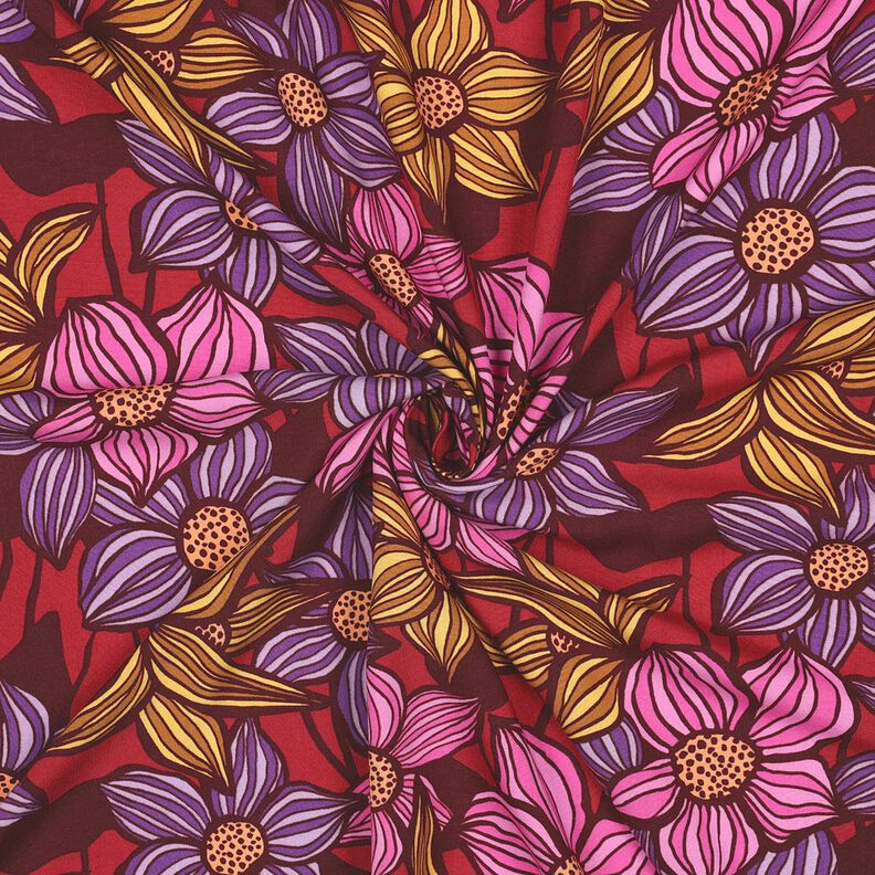 LENZING™ EcoVero™ viscose fabric Flowers | Poppy Fabrics – merlot/apricot,  image number 3