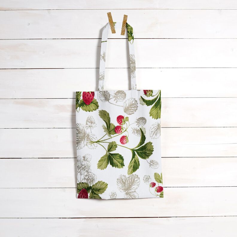 Decor Fabric Panama strawberries – white/carmine,  image number 8
