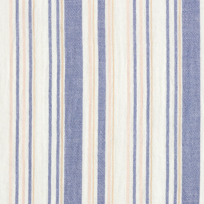 Double Gauze/Muslin yarn dyed stripes | Poppy – white/navy blue,  image number 1