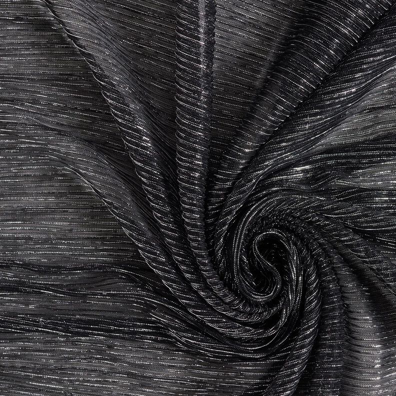 Transparent pleated glitter stripes – black,  image number 3