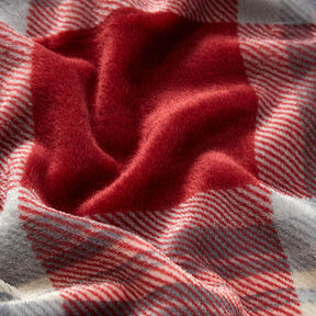 Cosy Fleece Checked – carmine/light grey, 
