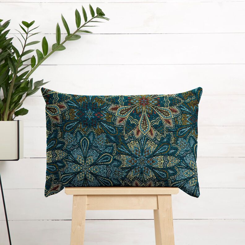 Decor Fabric Tapestry Fabric mandala flowers – black/blue,  image number 7