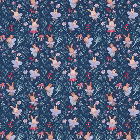 GOTS Cotton Jersey Bunny fairies Digital Print – navy blue, 