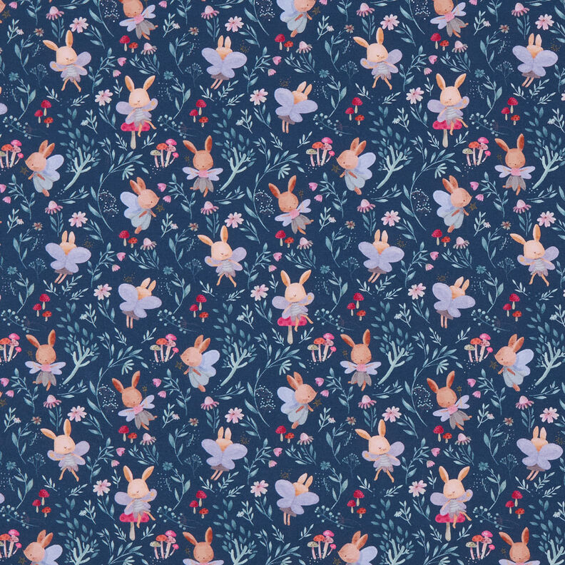 GOTS Cotton Jersey Bunny fairies Digital Print – navy blue,  image number 1