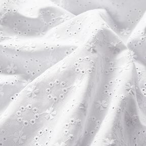 Cotton Batiste Broderie Anglaise floral wreaths – white, 