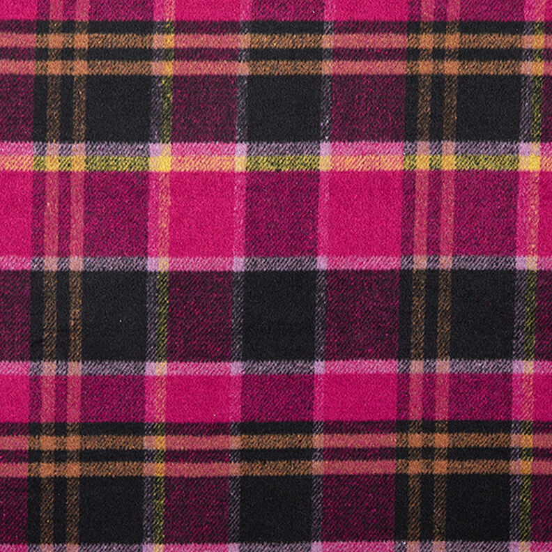 colourful checked coat fabric – black/berry,  image number 1
