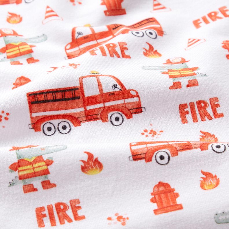 Cotton Jersey crocodile fire brigade Digital Print – white,  image number 2