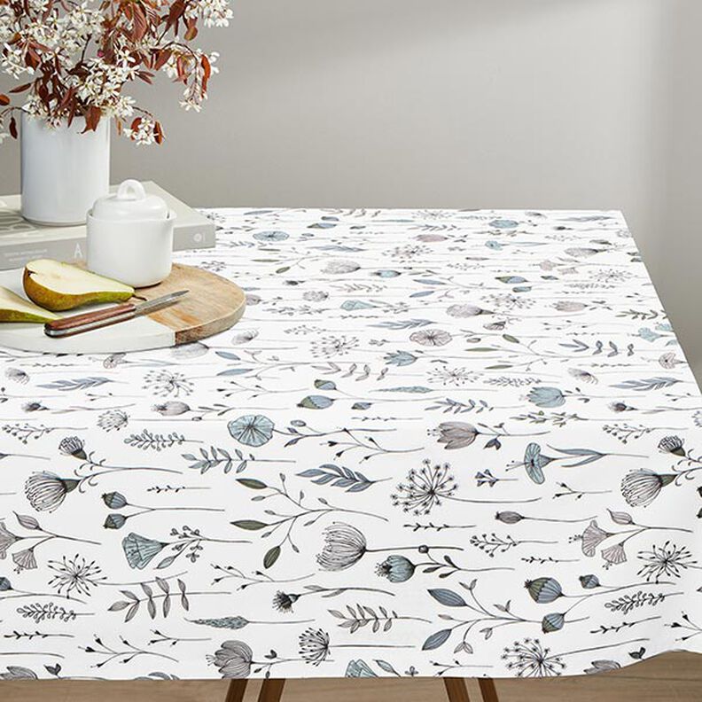 Decor Fabric Half Panama flower drawing – offwhite/black,  image number 7