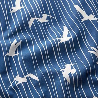 Decor Fabric Half Panama seagulls – ocean blue/white, 