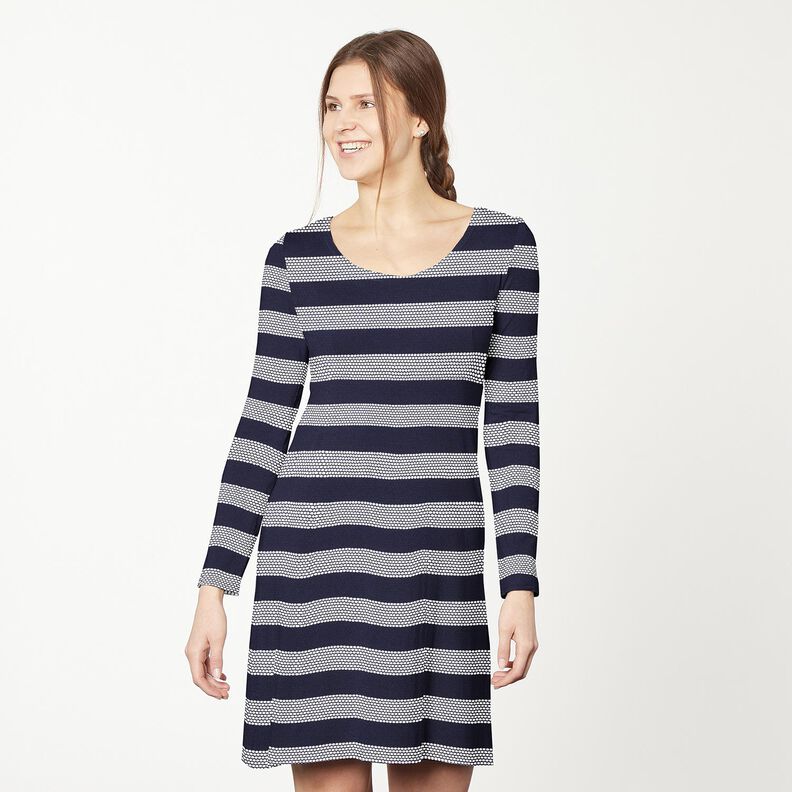 Cotton Jersey dotted stripes – navy blue/white,  image number 5
