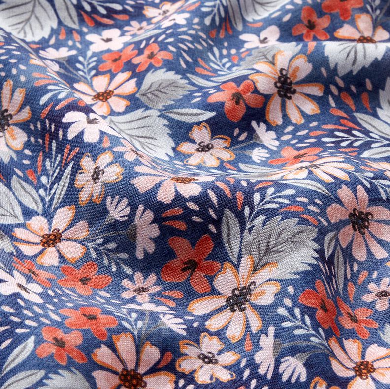 Brushed Sweatshirt Fabric  Flower Meadow Digital Print &ndash; navy blue | Remnant 100cm,  image number 2