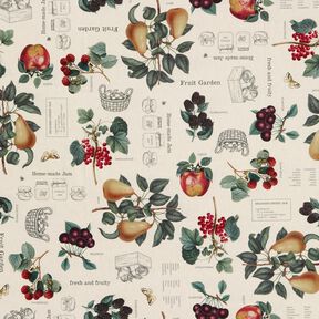 Decor Fabric Half Panama fruit varieties – natural/dark green, 