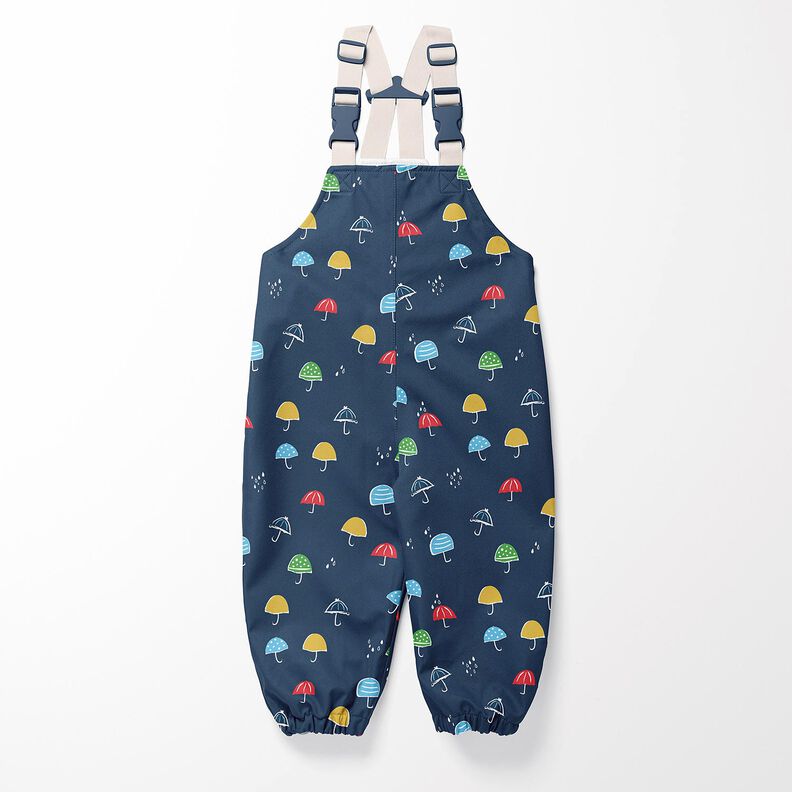 Raincoat Fabric colourful umbrellas Digital Print – navy blue,  image number 7