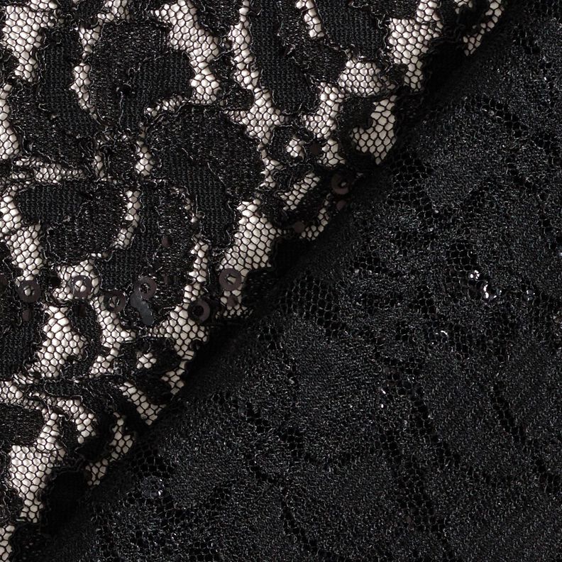 Lace Sequins Flowers – black,  image number 4