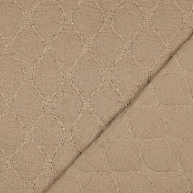 Quilted Fabric Muslin waves – dark beige,  image number 4