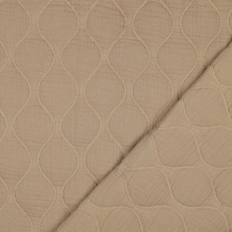 Quilted Fabric Muslin waves – dark beige, image number 4