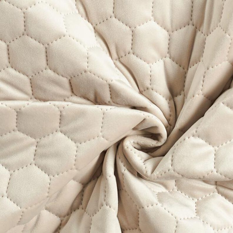 Upholstery Fabric Velvet Honeycomb Quilt – sand,  image number 5