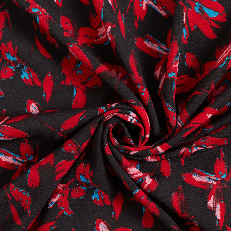 Crêpe chiffon abstract flowers – navy blue/carmine, image number 3