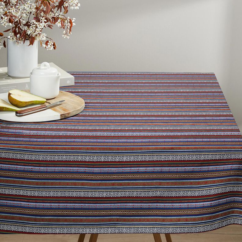 Decor Fabric Jacquard abstract stripes – navy blue/carmine, image number 5