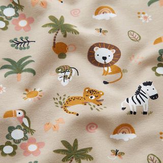 GOTS Cotton Jersey Cute Jungle Animals – cashew, 