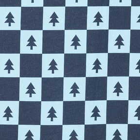 Fir Trees Soft Sweatshirt Fabric – navy blue/light blue, 