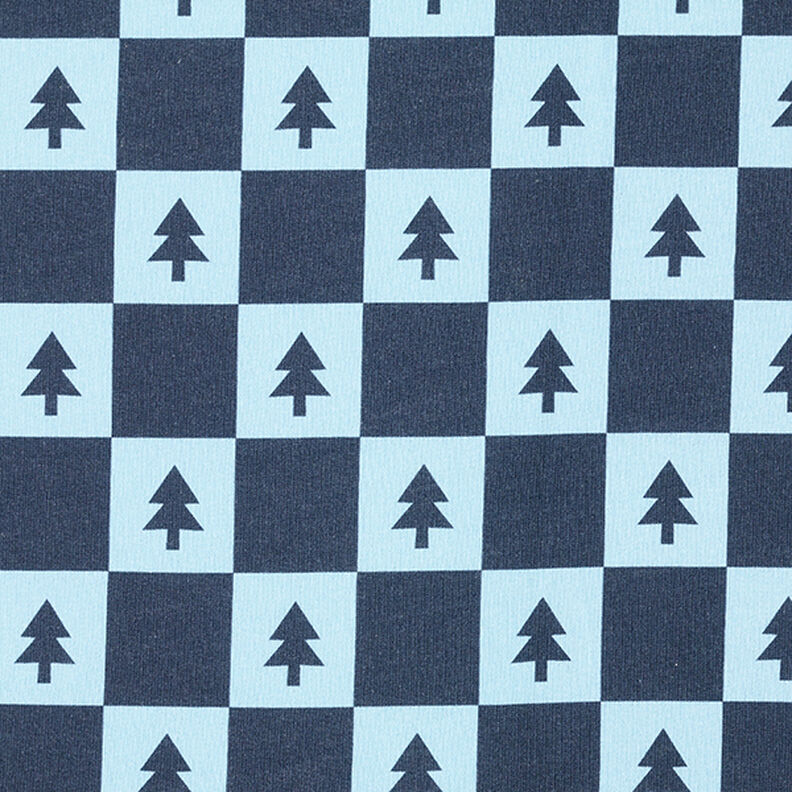 Fir Trees Soft Sweatshirt Fabric – navy blue/light blue,  image number 1