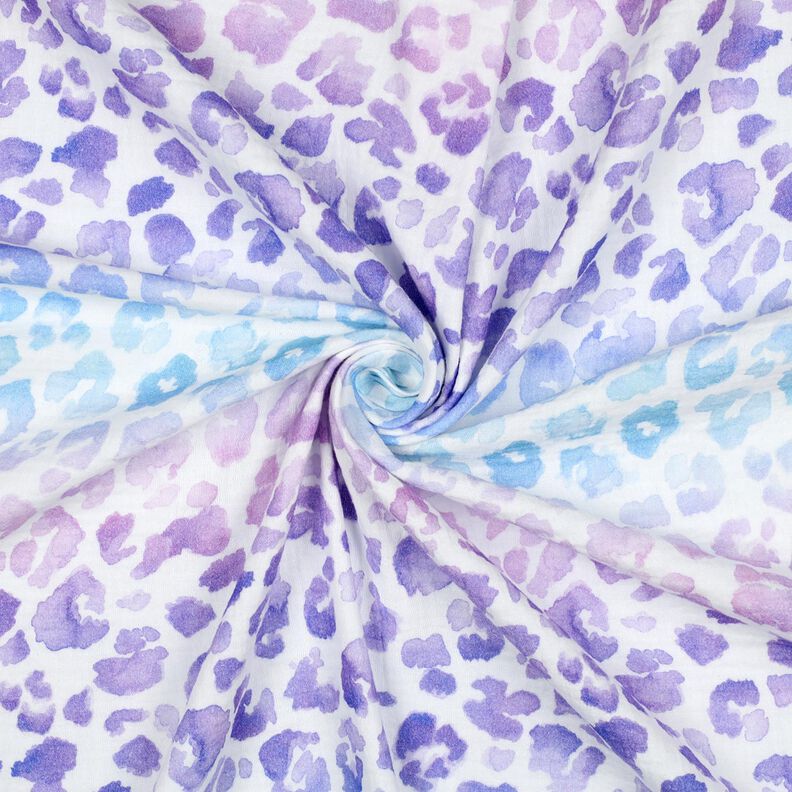 Double Gauze/Muslin Gradient Leopard Print Digital Print | Poppy Fabrics – white/blue lilac, image number 3