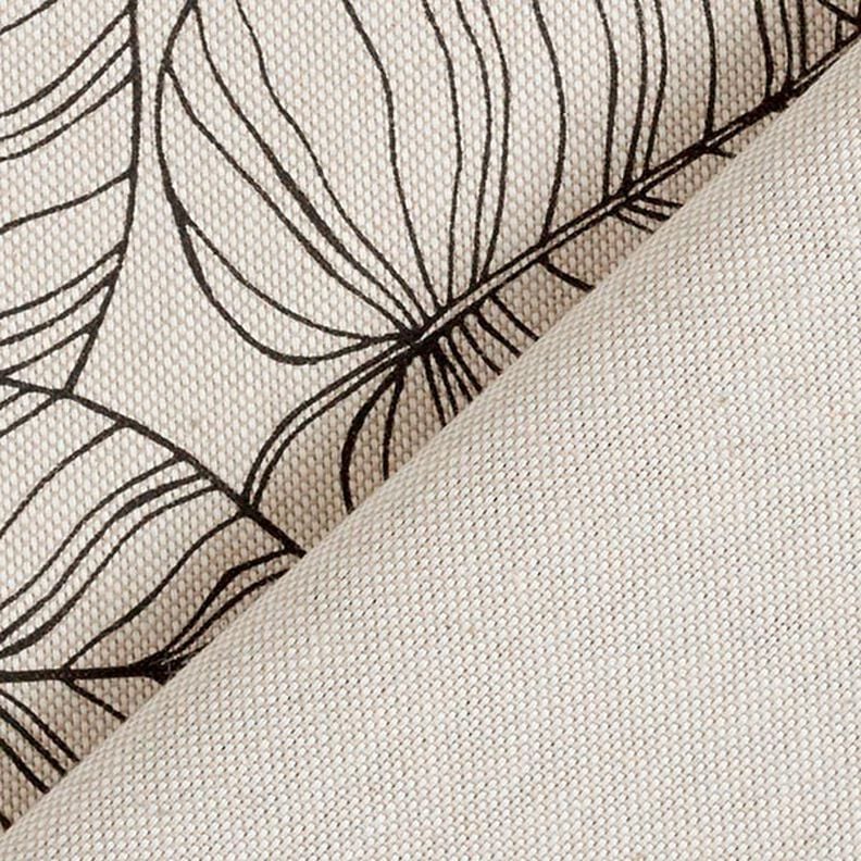 Decor Fabric Half Panama fine leaves – natural/black,  image number 5