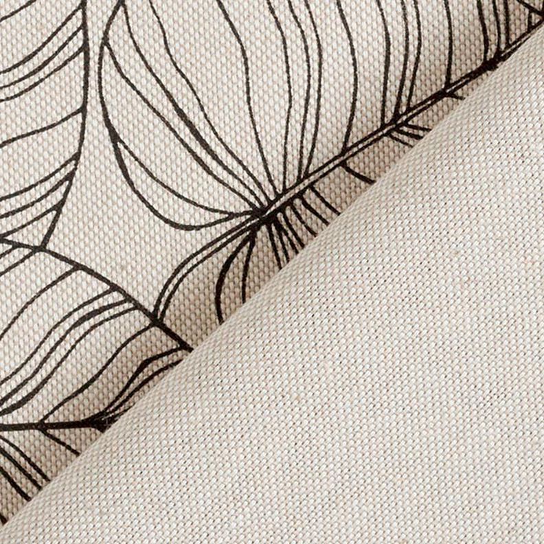 Decor Fabric Half Panama fine leaves – natural/black, image number 5