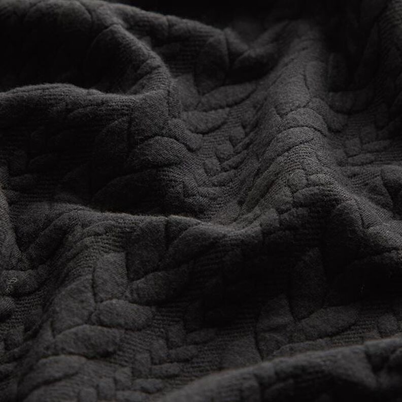 Cabled Cloque Jacquard Jersey – black,  image number 2