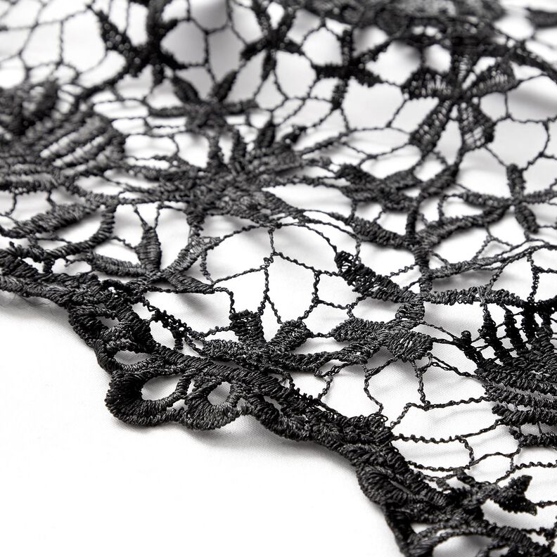 Lace with sequins and scalloped edge – black,  image number 5