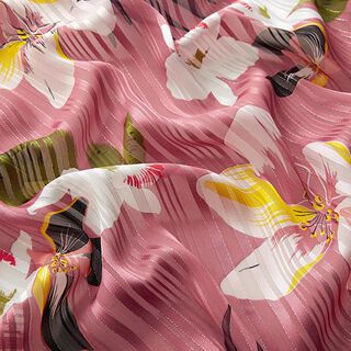 Chiffon Satin & Shine Stripe Large Flowers – dusky pink, 