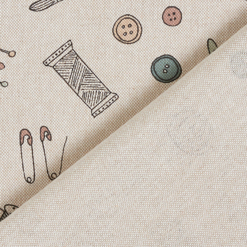 Decor Fabric Half Panama Sewing room – natural/black, image number 4