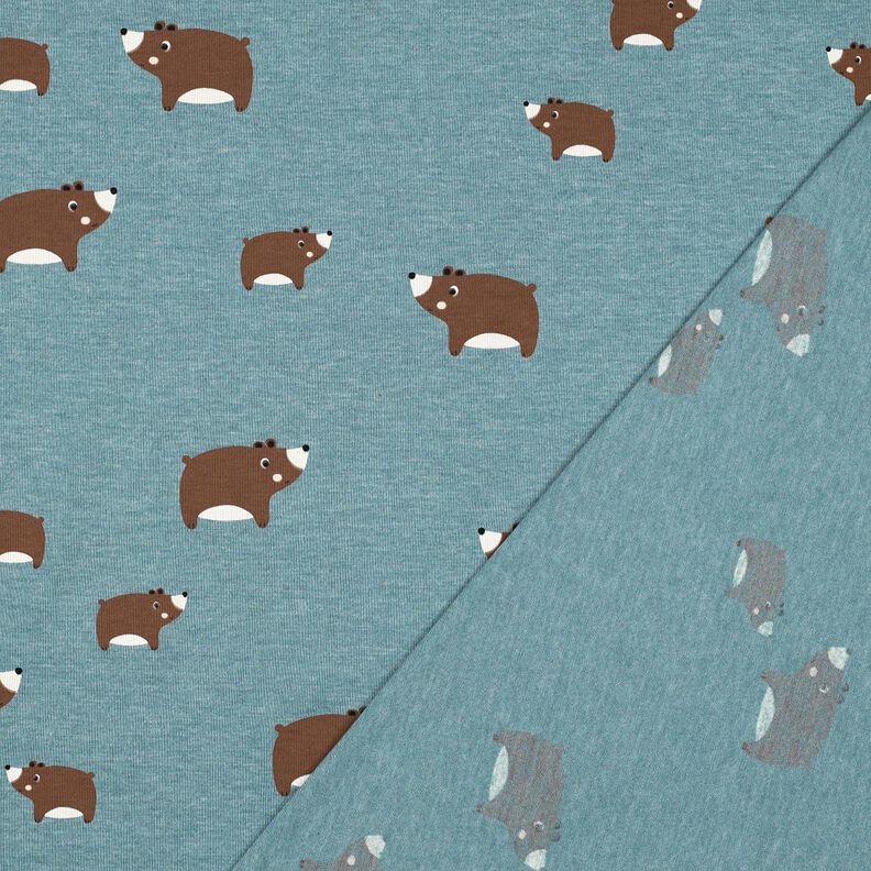 Cotton Jersey Bears | Poppy Fabrics – blue grey/chestnut, image number 4