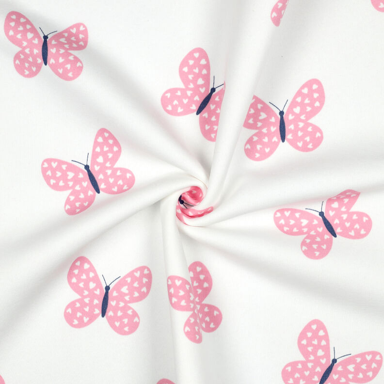 Brushed Sweatshirt Fabric Big Butterflies | Poppy Fabrics – ivory/pink,  image number 3