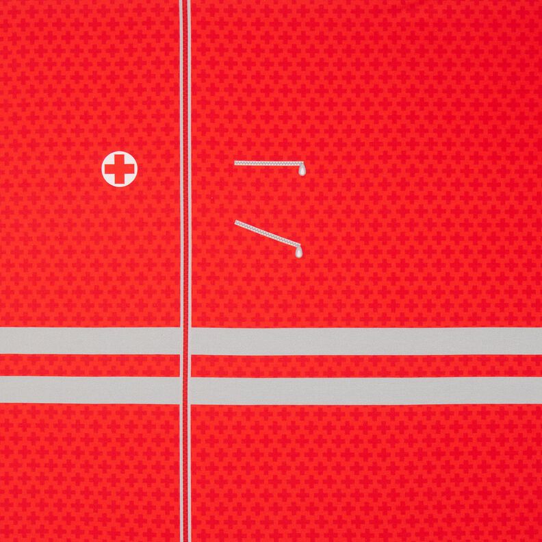 French terry Panel Emergency doctor outfit | Stoff&Liebe – red/silver grey,  image number 6