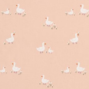 Cotton Jersey Geese and flowers – rosé, 