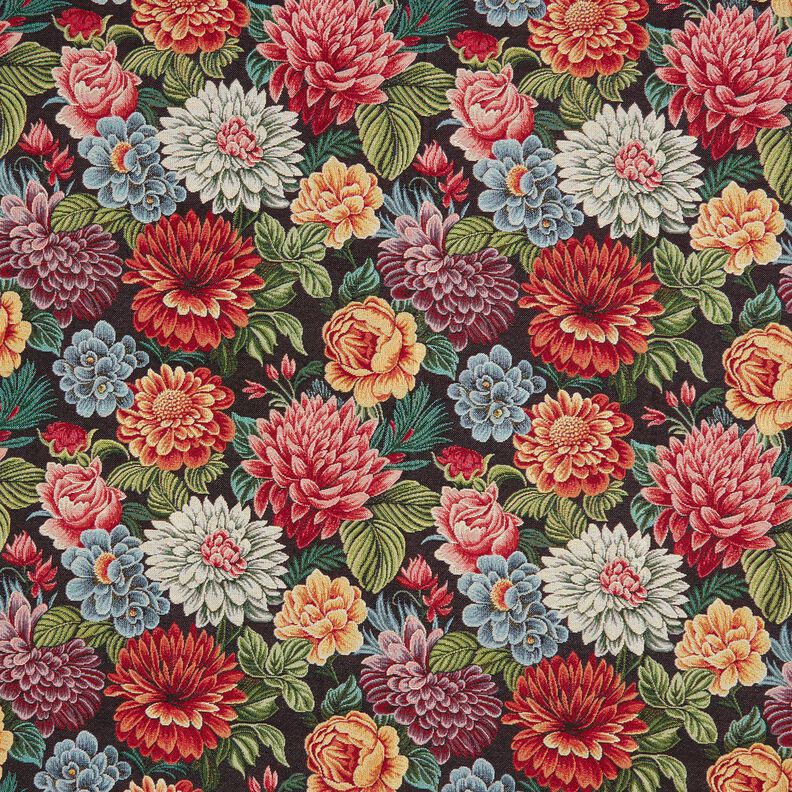 Decor Fabric Tapestry Fabric large flowers – black/red,  image number 1