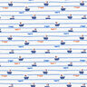 Cotton Poplin Stripes, ships and fish – white/royal blue,  thumbnail number 1