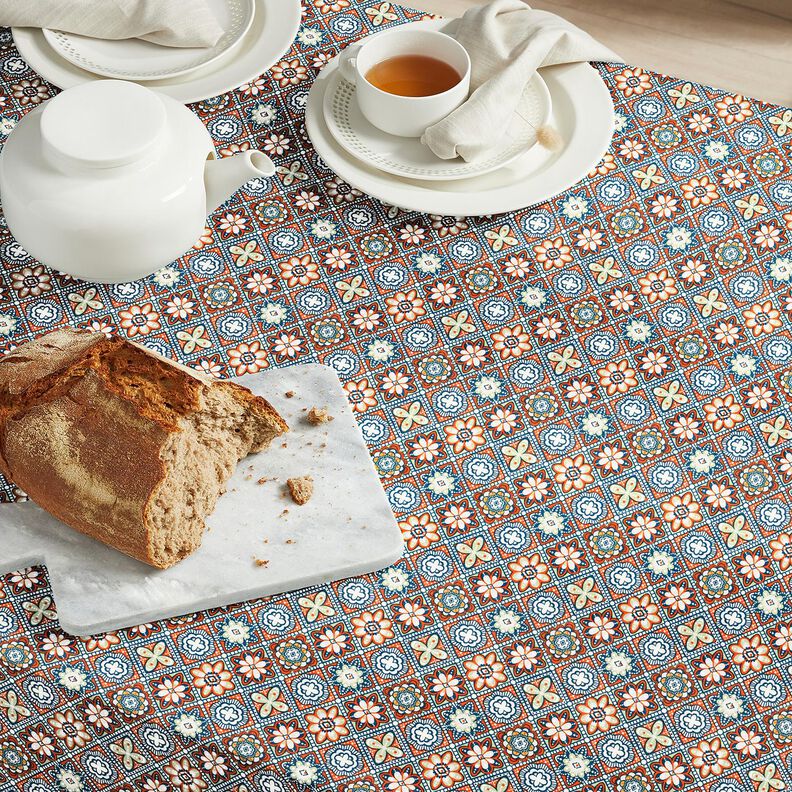 Coated Cotton artistic tiles – terracotta/sage,  image number 7