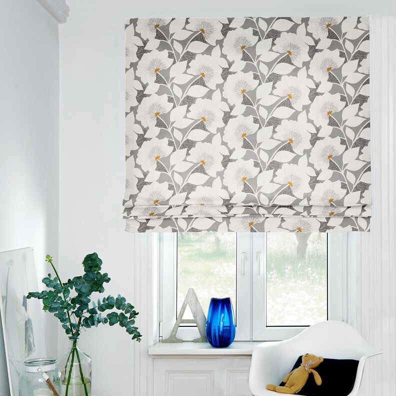 Decor Fabric Half Panama large flowers 280 cm – grey,  image number 6