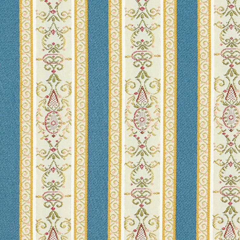 Biedermeier Stripes Jacquard Furnishing Fabric – cream/blue,  image number 1