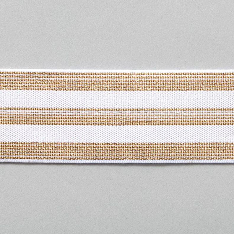 Striped Elastic [40 mm] – white/gold,  image number 1