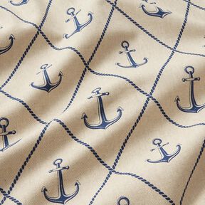 Decor Fabric Half Panama classic anchor – natural/navy blue, 