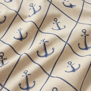 Decor Fabric Half Panama classic anchor – natural/navy blue, 