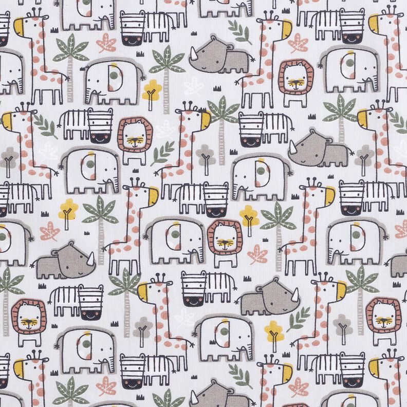 Cotton Cretonne small wild animals – silver grey,  image number 1