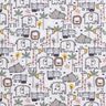 Cotton Cretonne small wild animals – silver grey,  thumbnail number 1