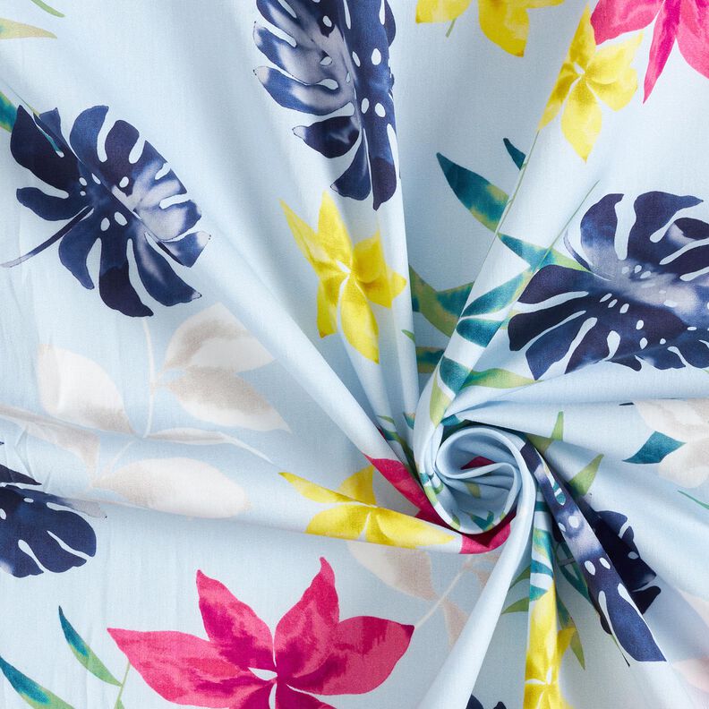 Tropical flowers cotton fabric – light blue,  image number 4