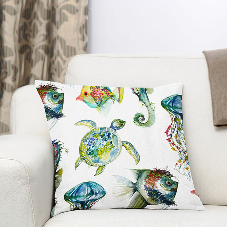 Half Panama Decor Fabric Sea Animals – green,  image number 6